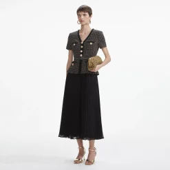 self-portrait Boucle Chiffon Midi Dress