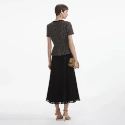 self-portrait Boucle Chiffon Midi Dress