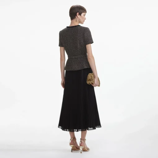 self-portrait Boucle Chiffon Midi Dress