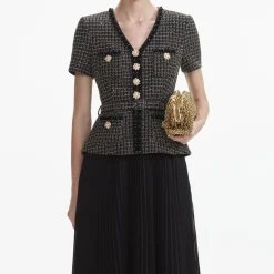 self-portrait Boucle Chiffon Midi Dress