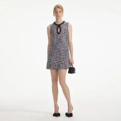 self-portrait Boucle Embellished Mini Dress