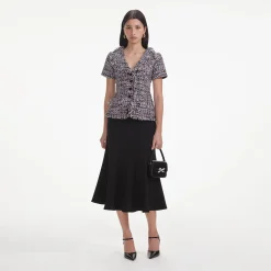 self-portrait Boucle Fringed Midi Dress