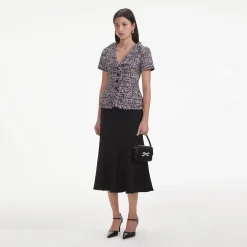 self-portrait Boucle Fringed Midi Dress
