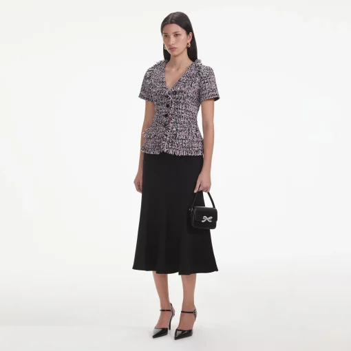 self-portrait Boucle Fringed Midi Dress