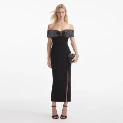 self-portrait Crepe Bow Midi Dress