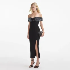 self-portrait Crepe Bow Midi Dress