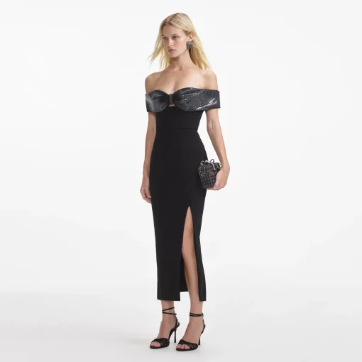 self-portrait Crepe Bow Midi Dress