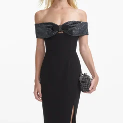 self-portrait Crepe Bow Midi Dress