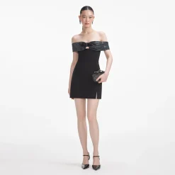 self-portrait Crepe Bow Mini Dress