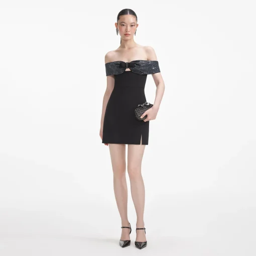 self-portrait Crepe Bow Mini Dress