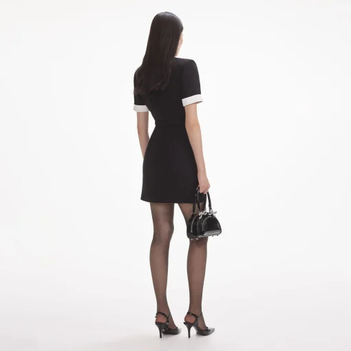 self-portrait Crepe Contrast Mini Dress