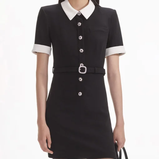 self-portrait Crepe Contrast Mini Dress