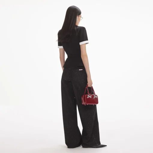 self-portrait Crepe Contrast Top