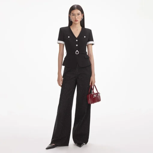 self-portrait Crepe Contrast Top