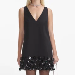 self-portrait Crepe 3D Sequin Mini Dress