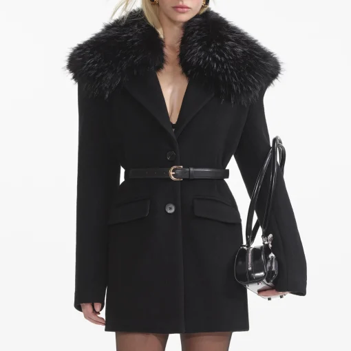 self-portrait Faux Fur Collar Coat