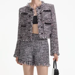 self-portrait Fringed Boucle Jacket
