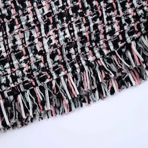 self-portrait Fringed Boucle Short