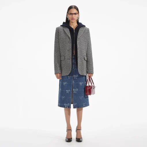 self-portrait Herringbone Blazer