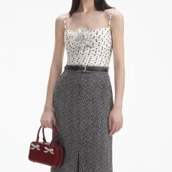 self-portrait Herringbone Midi Skirt