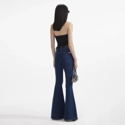 self-portrait Jersey Rhinestone Top
