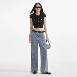 self-portrait Jewel Button Knit Top