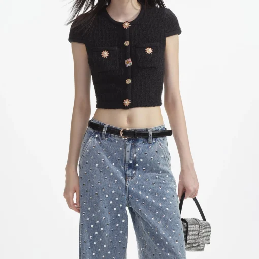 self-portrait Jewel Button Knit Top