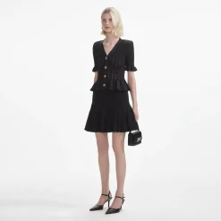 self-portrait Knit Peplum Mini Dress