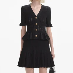 self-portrait Knit Peplum Mini Dress