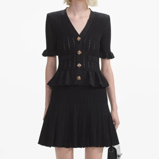 self-portrait Knit Peplum Mini Dress