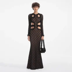 self-portrait Lace Cut Out Maxi Dress
