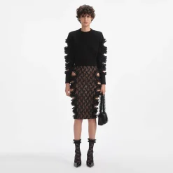 self-portrait Lace Cut Out Midi Skirt