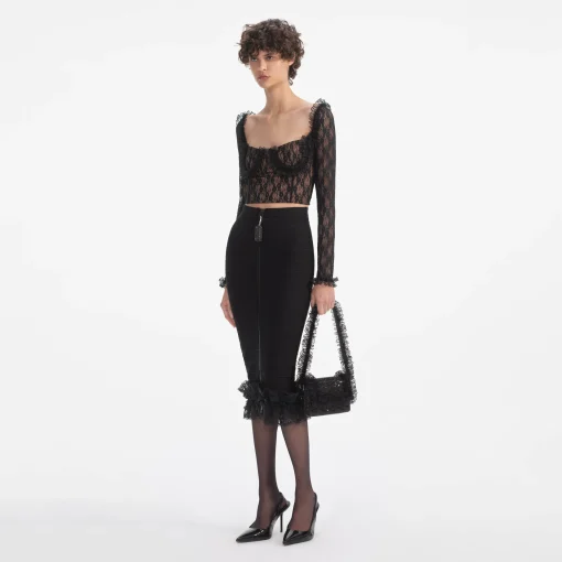 self-portrait Lace Ruffle Top