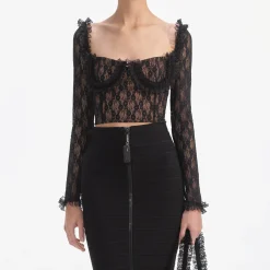 self-portrait Lace Ruffle Top