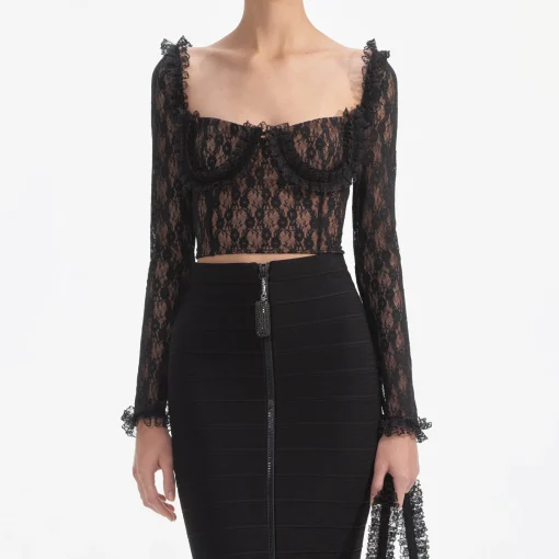 self-portrait Lace Ruffle Top
