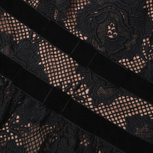 self-portrait Lace Velvet Bow Midi Dress