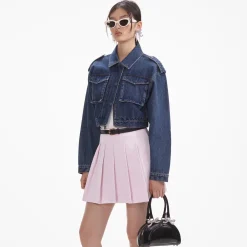 self-portrait Leather Curved Mini Tote Bag