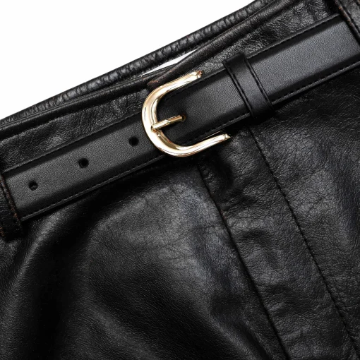 self-portrait Leather Midi Skirt