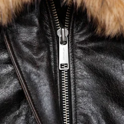 self-portrait Leather Shearling Collar Jacket