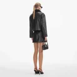 self-portrait Leather Shearling Jacket
