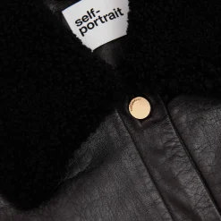 self-portrait Leather Shearling Jacket