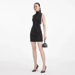 self-portrait Rhinestone Crepe Mini Dress