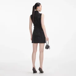 self-portrait Rhinestone Crepe Mini Dress