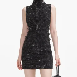 self-portrait Rhinestone Crepe Mini Dress