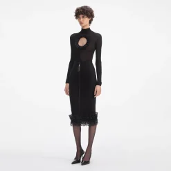 self-portrait Ruffle Knit Midi Skirt