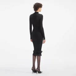 self-portrait Ruffle Knit Midi Skirt