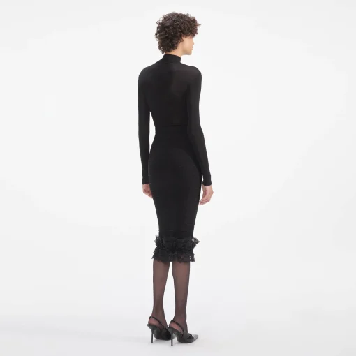 self-portrait Ruffle Knit Midi Skirt
