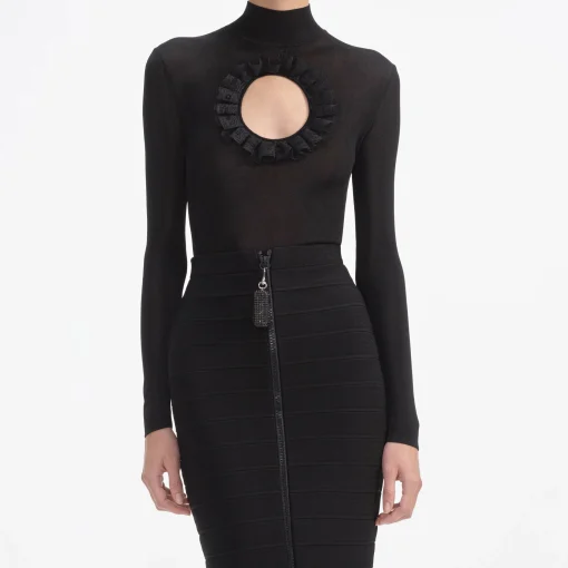 self-portrait Ruffle Knit Midi Skirt
