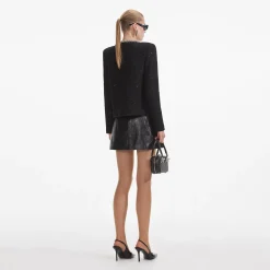 self-portrait Sequin Knit Cardigan