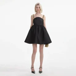 self-portrait Taffeta Embellished Mini Dress